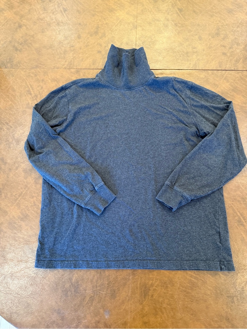 Lands’ End Men’s Gray Turtleneck Sweater Size Large Super-T 100% Cotton